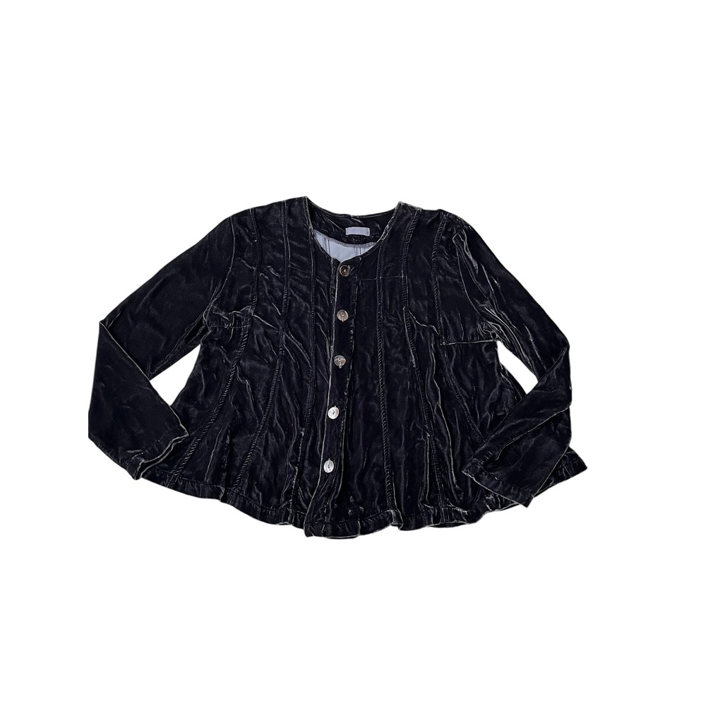 CP Shades Velvet Silk Blend Button Front Romantic Swing Top Purple,‎ Medium